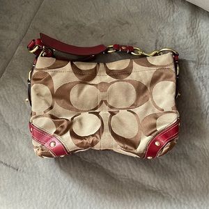 Authentic red and tan Coach bag